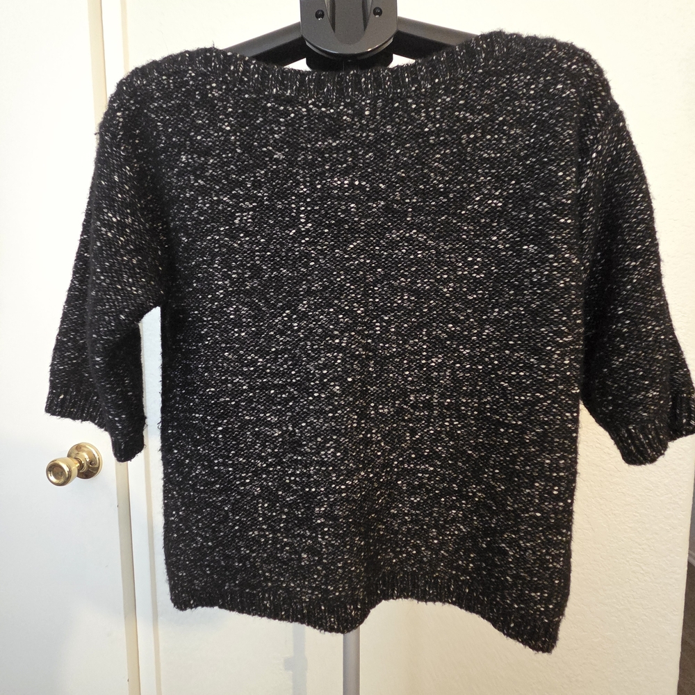 Banana Republic Black Speckled Wool Alpaca Blend Knit Sweater Medium